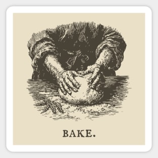 Vintage Baking Kneading Dough Illustration Sticker